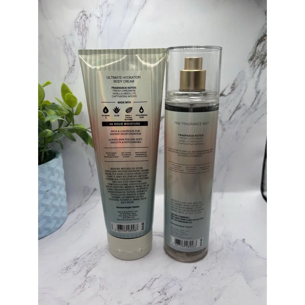 Bath & Body Works VANILLA ROMANCE Body Mist Spray‎ & Body Cream 8oz Set